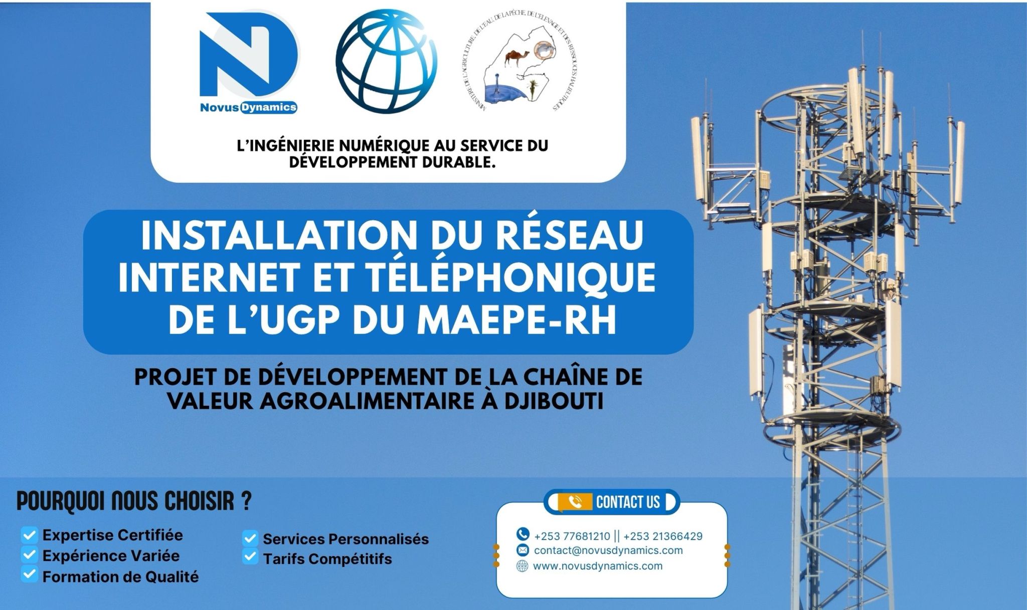 Installation du réseau internet et téléphonique de l’UGP du MAEPE-RH